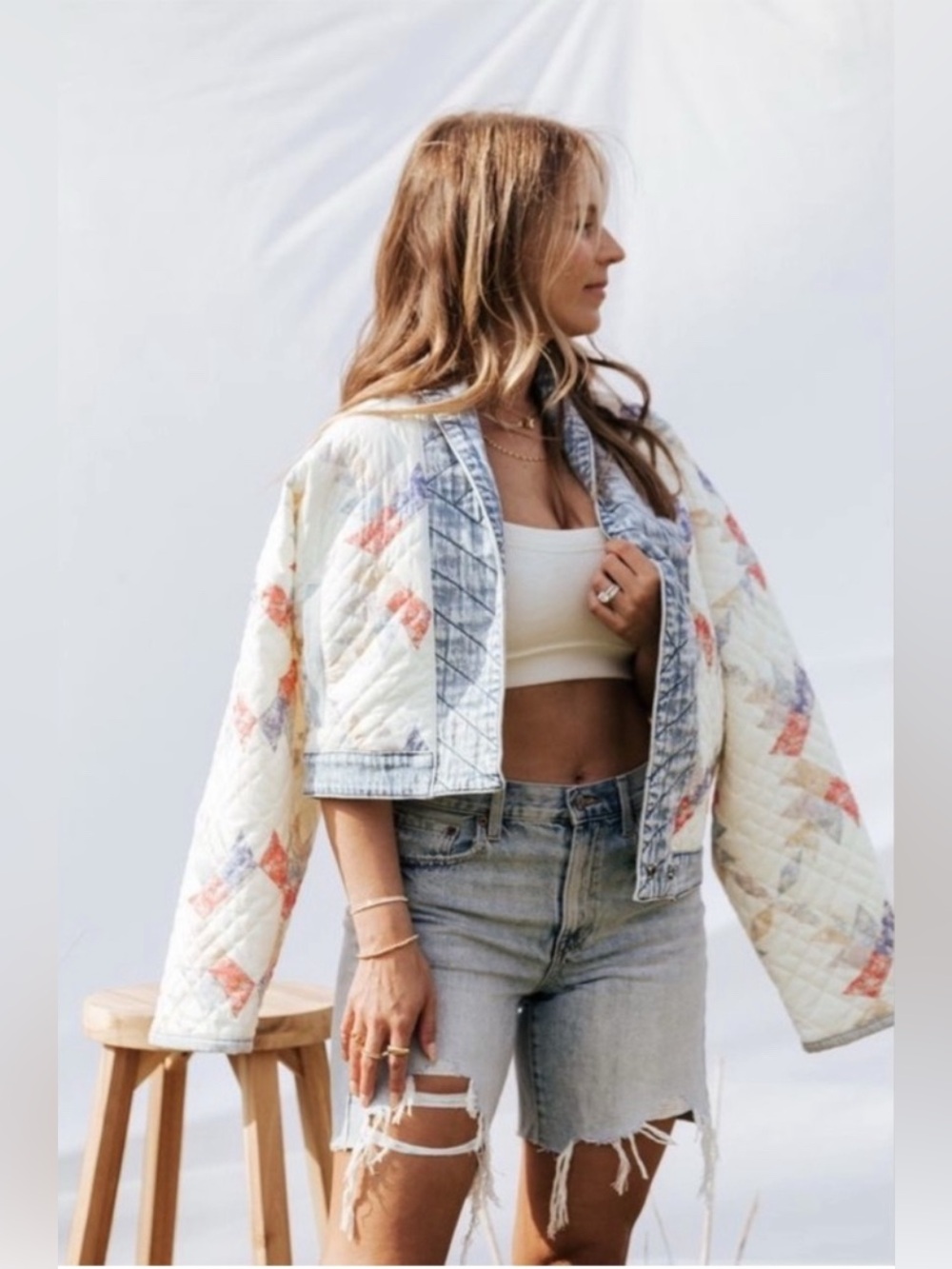 NEW BlankNYC Making Memories Quilted Patchwork Jacket Cotton Blank NYC - Picture 10 of 10